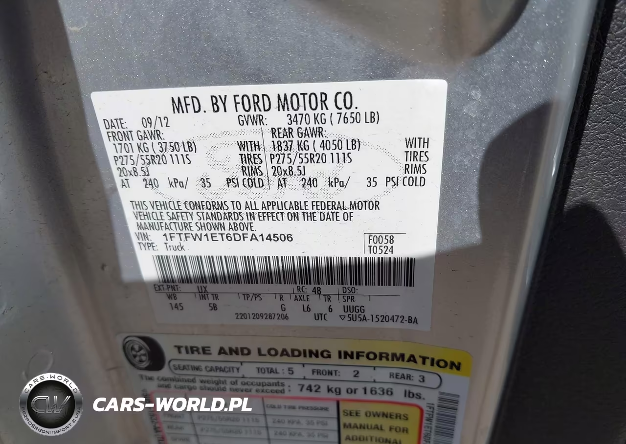 2013 Ford F-150 Fx4 VIN:1FTFW1ET6DFA14506 - 9