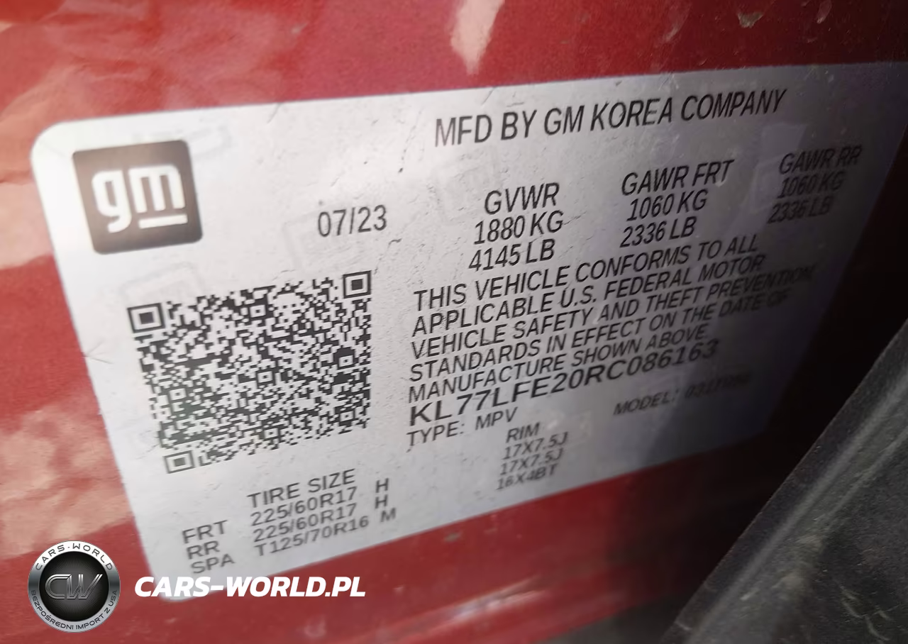 2024 Chevrolet Trax Fwd Sp VIN:KL77LFE20RC086163 - 9