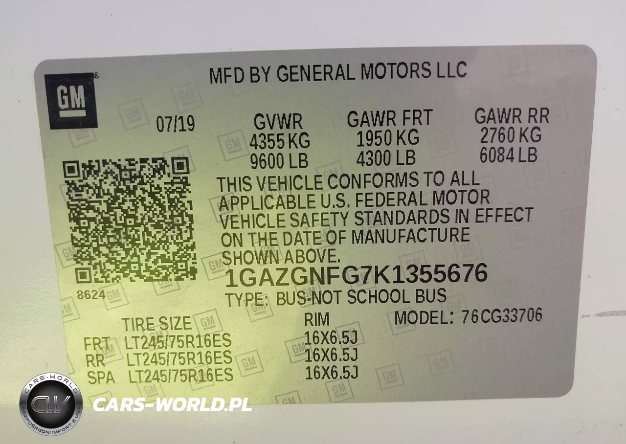 2019 Chevrolet Express 3500 Ls VIN:1GAZGNFG7K1355676 - 9