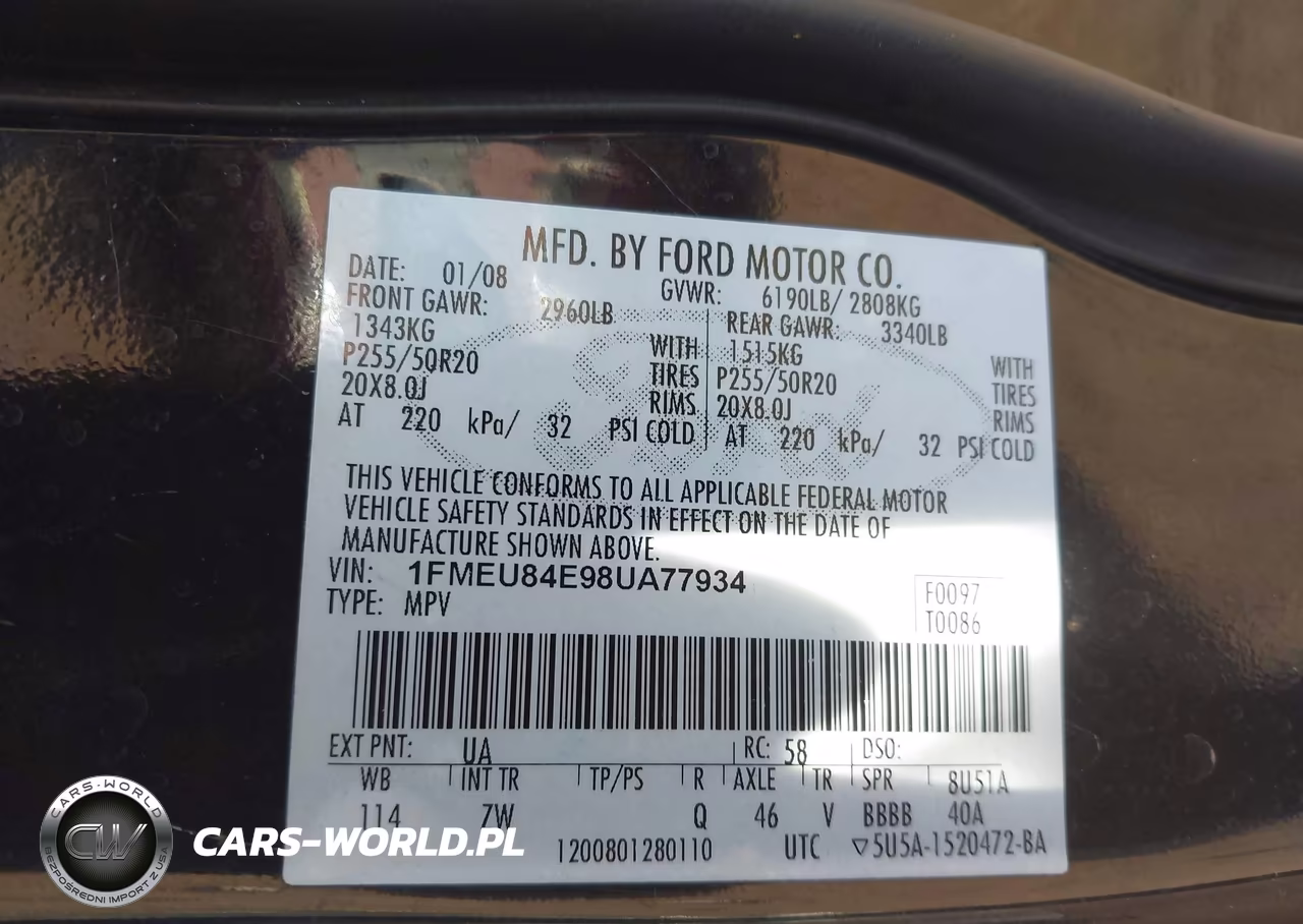 2008 Ford Explorer Eddie Bauer VIN:1FMEU84E98UA77934 - 9