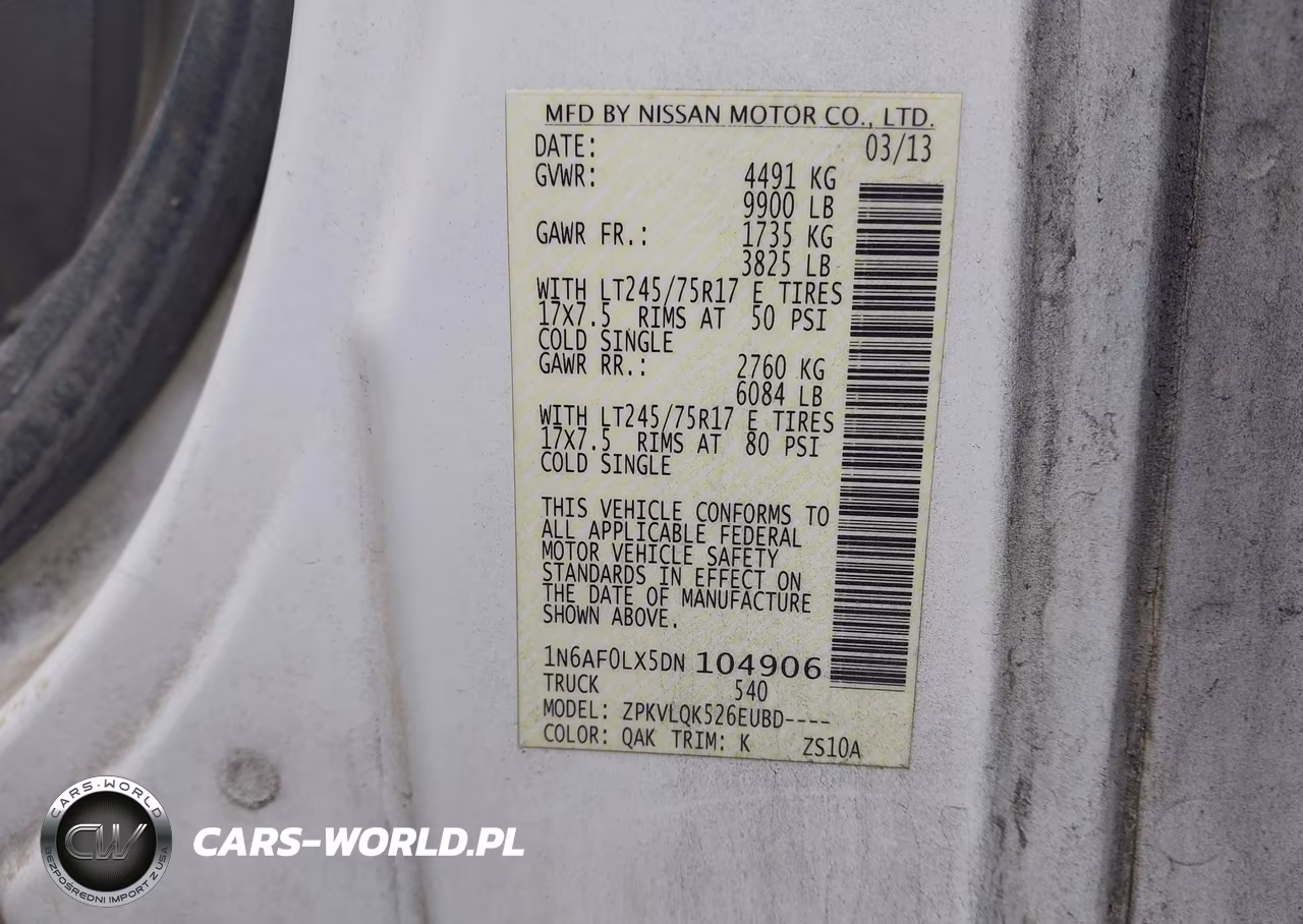 2013 Nissan Nv Cargo Nv3500 Hd S V8 VIN:1N6AF0LX5DN104906 - 9