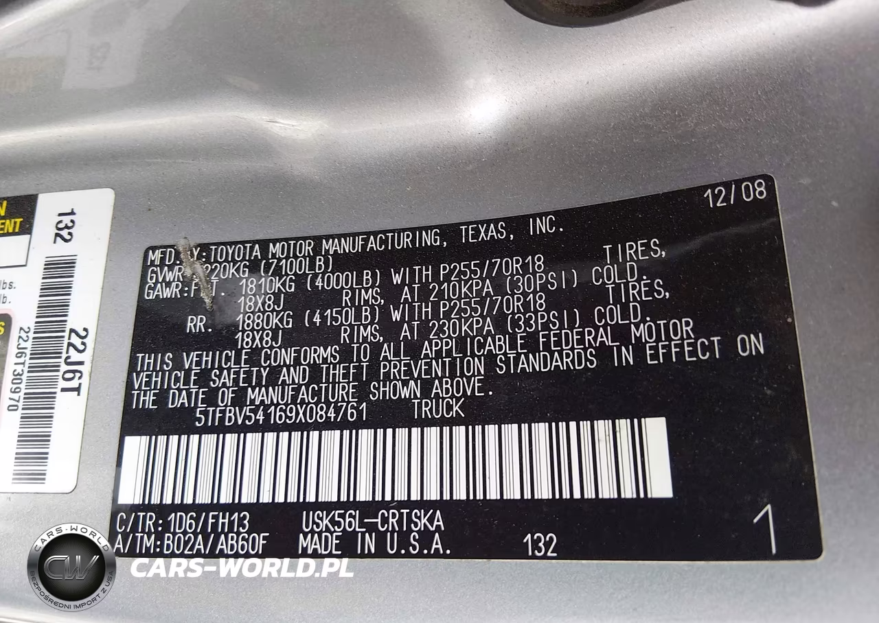 2009 Toyota Tundra Grade 5.7L V8 VIN:5TFBV54169X084761 - 9