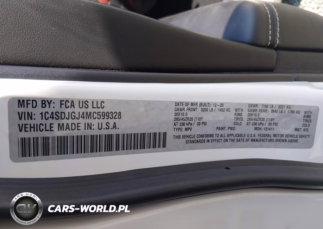 2021 Dodge Durango Srt 392 Awd VIN:1C4SDJGJ4MC599328 - 9
