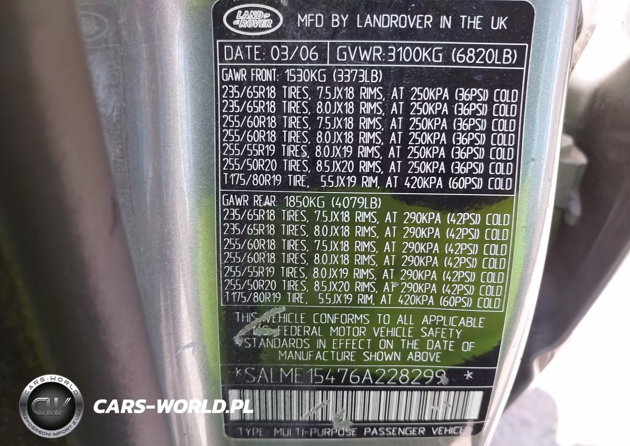 2006 Land Rover Range Rover Hse VIN:SALME15476A228299 - 9