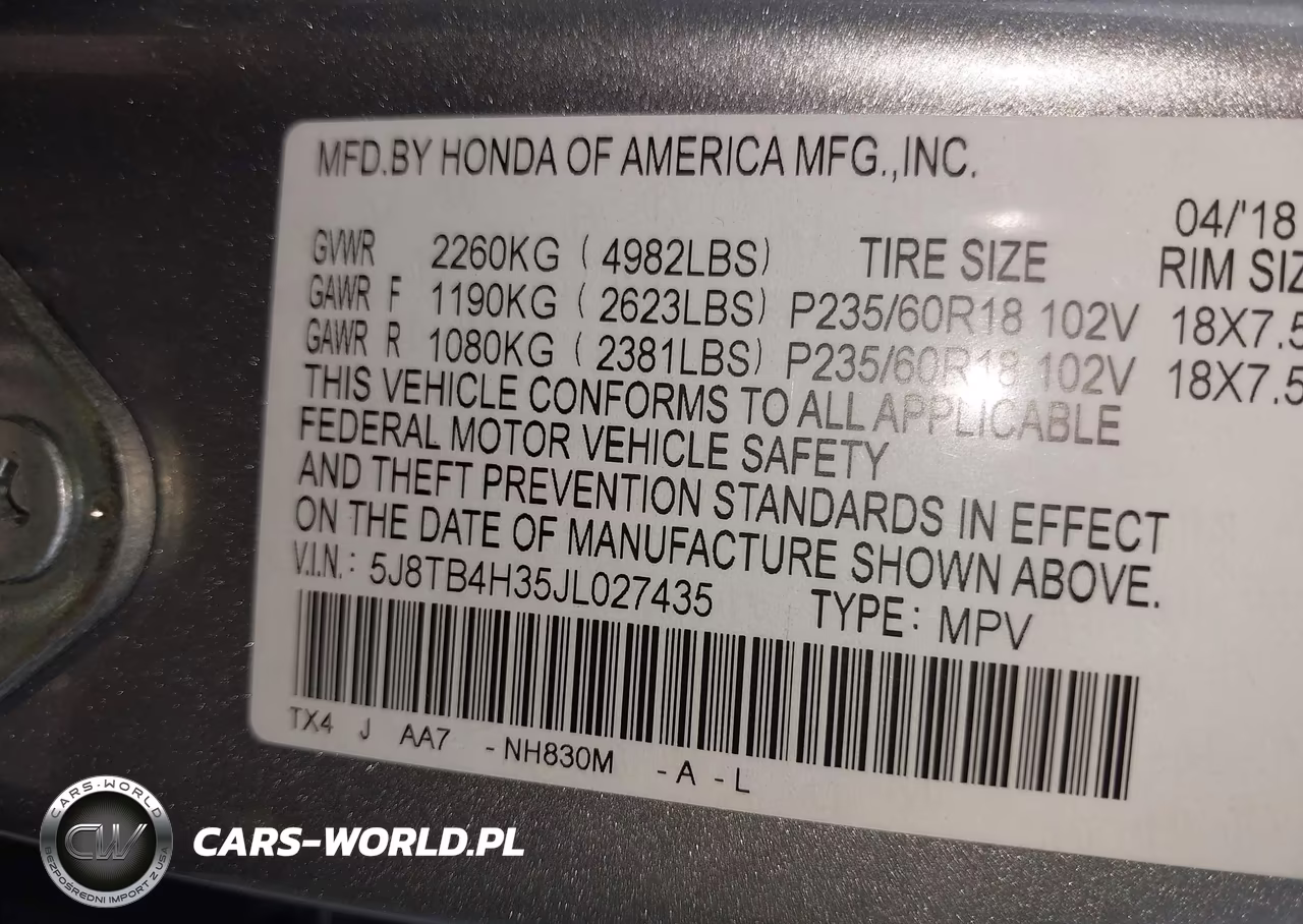 2018 Acura Rdx Acurawatch Plus Package VIN:5J8TB4H35JL027435 - 9