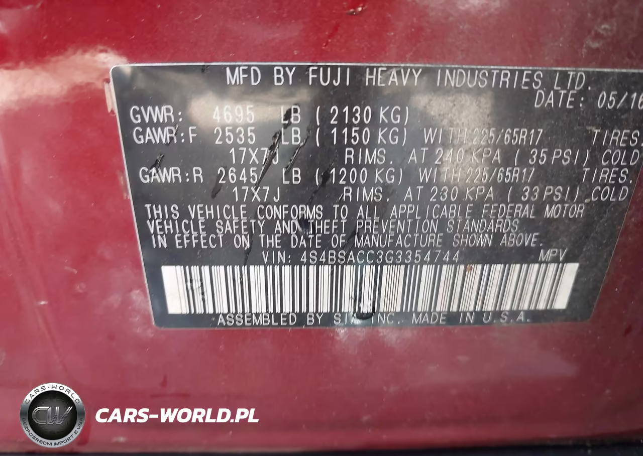 2016 Subaru Outback 2.5I Premium VIN:4S4BSACC3G3354744 - 9