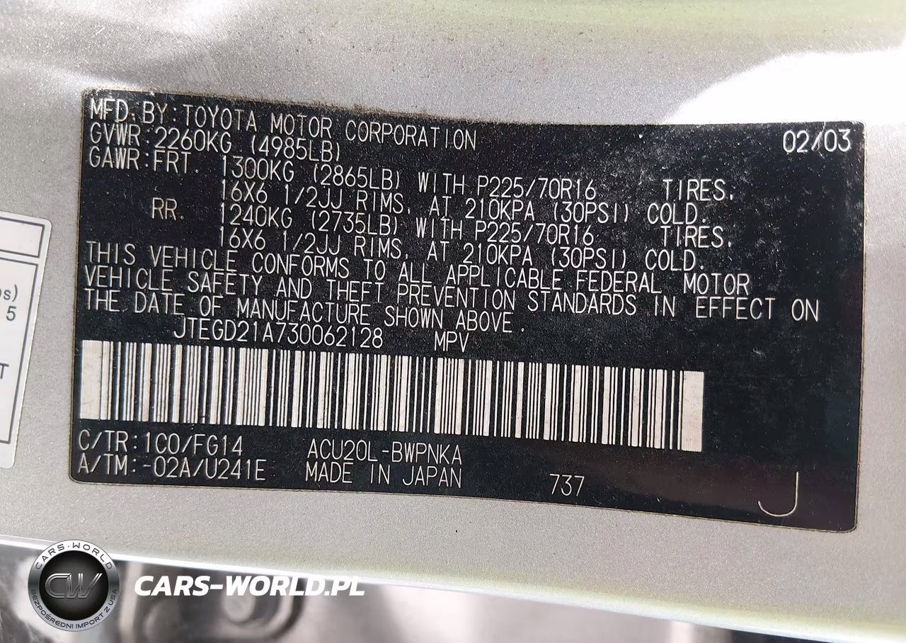 2003 Toyota Highlander VIN:JTEGD21A730062128 - 9