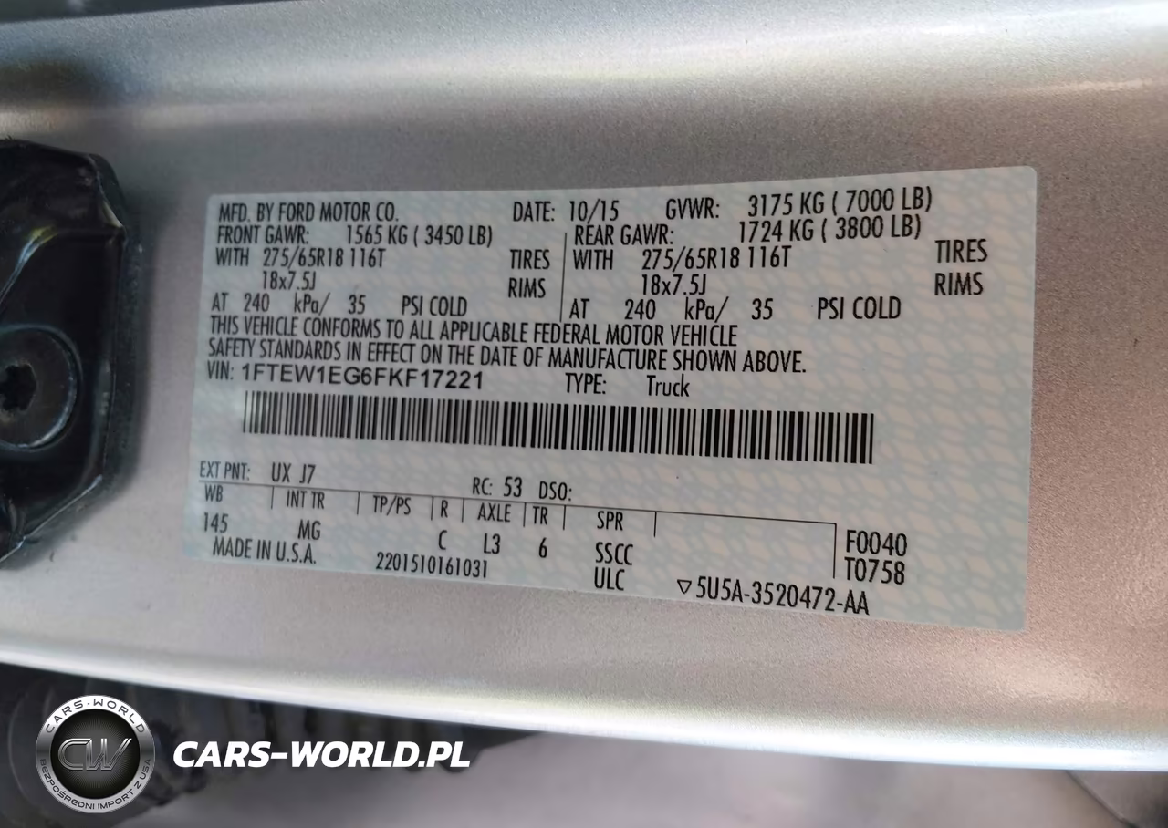 2015 Ford F-150 Xlt VIN:1FTEW1EG6FKF17221 - 9