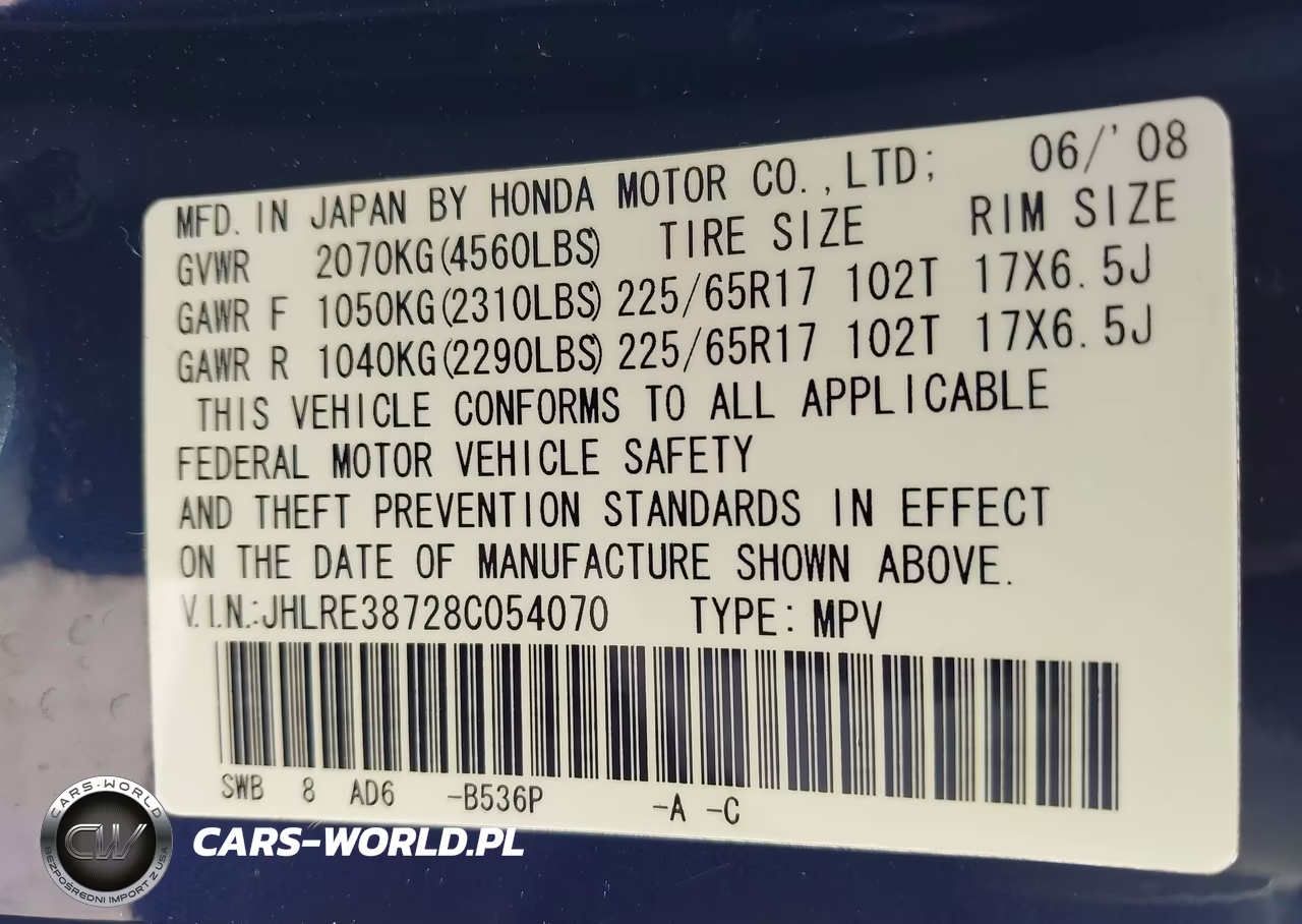 2008 Honda Cr-V Ex-L VIN:JHLRE38728C054070 - 9