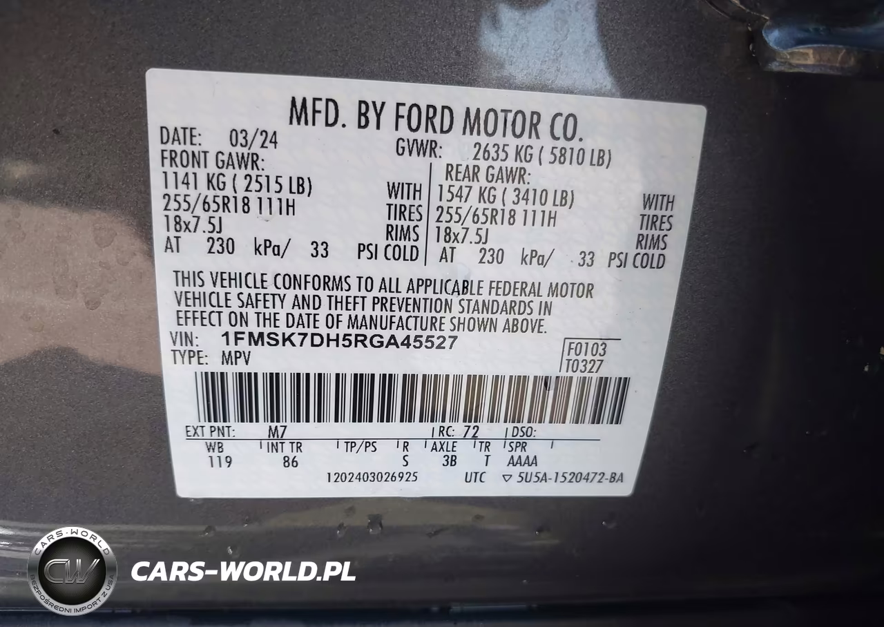 2024 Ford Explorer Xlt VIN:1FMSK7DH5RGA45527 - 9