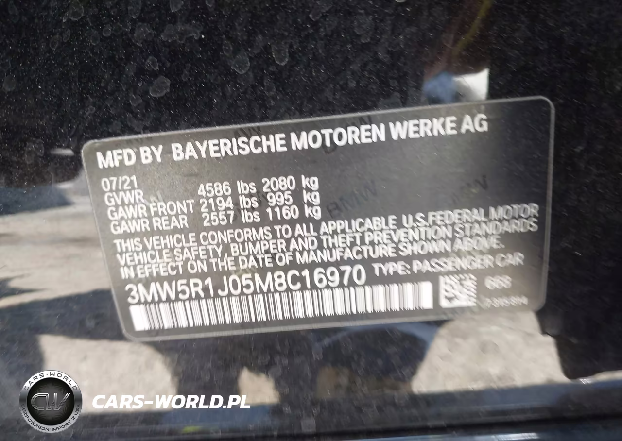 2021 BMW 330I VIN:3MW5R1J05M8C16970 - 9