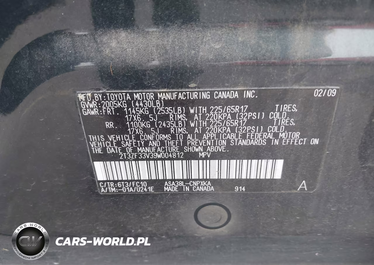 2009 Toyota Rav4 VIN:2T3ZF33V39W004812 - 9