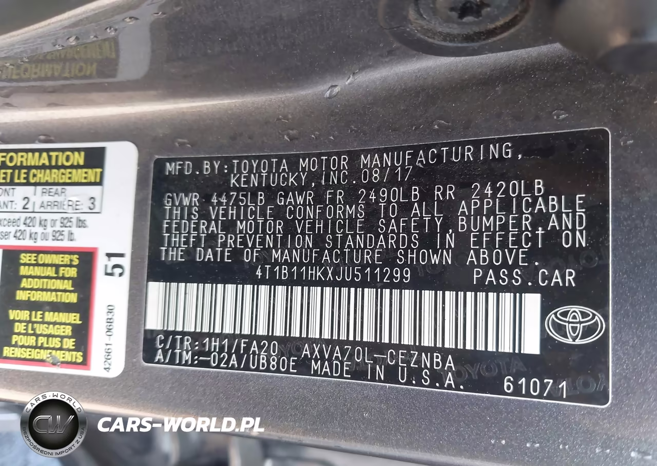 2018 Toyota Camry Le VIN:4T1B11HKXJU511299 - 9