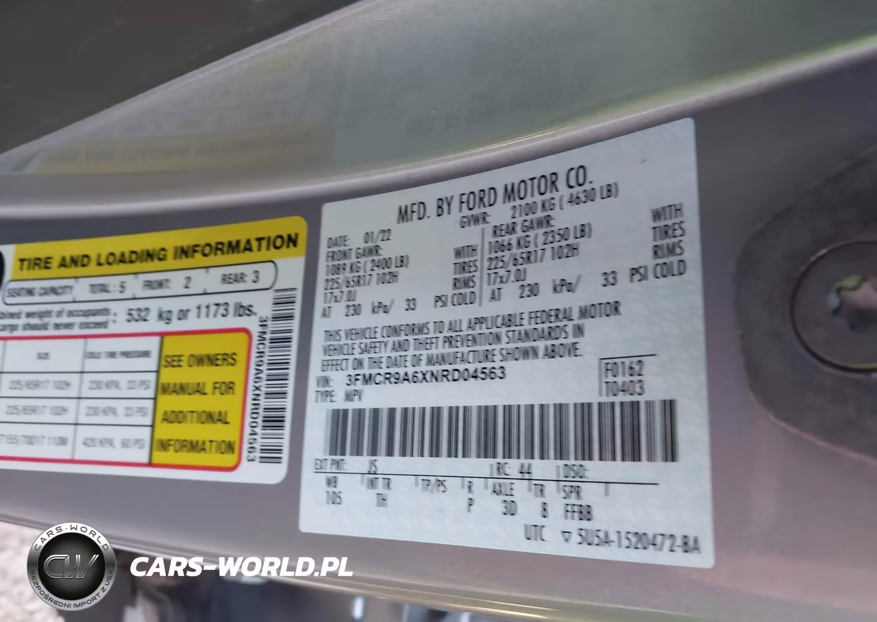 2022 Ford Bronco Sport VIN:3FMCR9A6XNRD04563 - 9