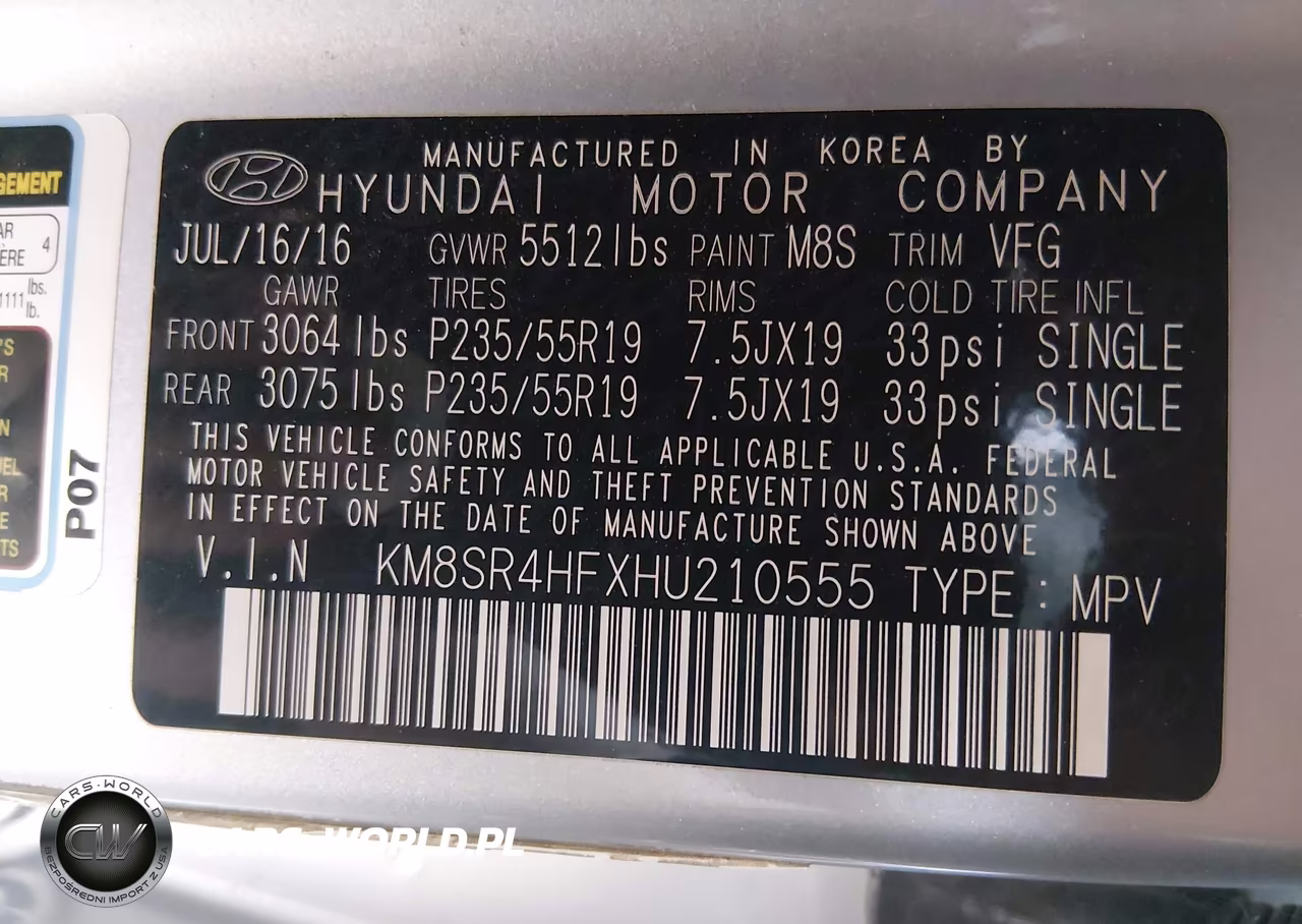 2017 Hyundai Santa Fe Limited Ultimate VIN:KM8SR4HFXHU210555 - 9
