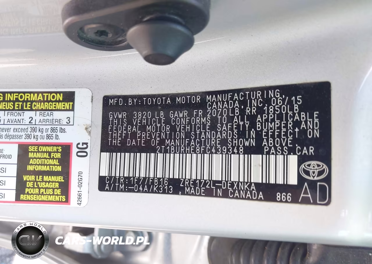 2015 Toyota Corolla Le VIN:2T1BURHE8FC439348 - 9