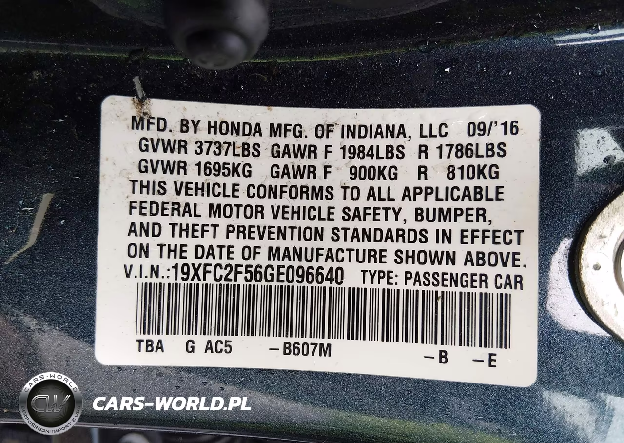 2016 Honda Civic Lx VIN:19XFC2F56GE096640 - 9