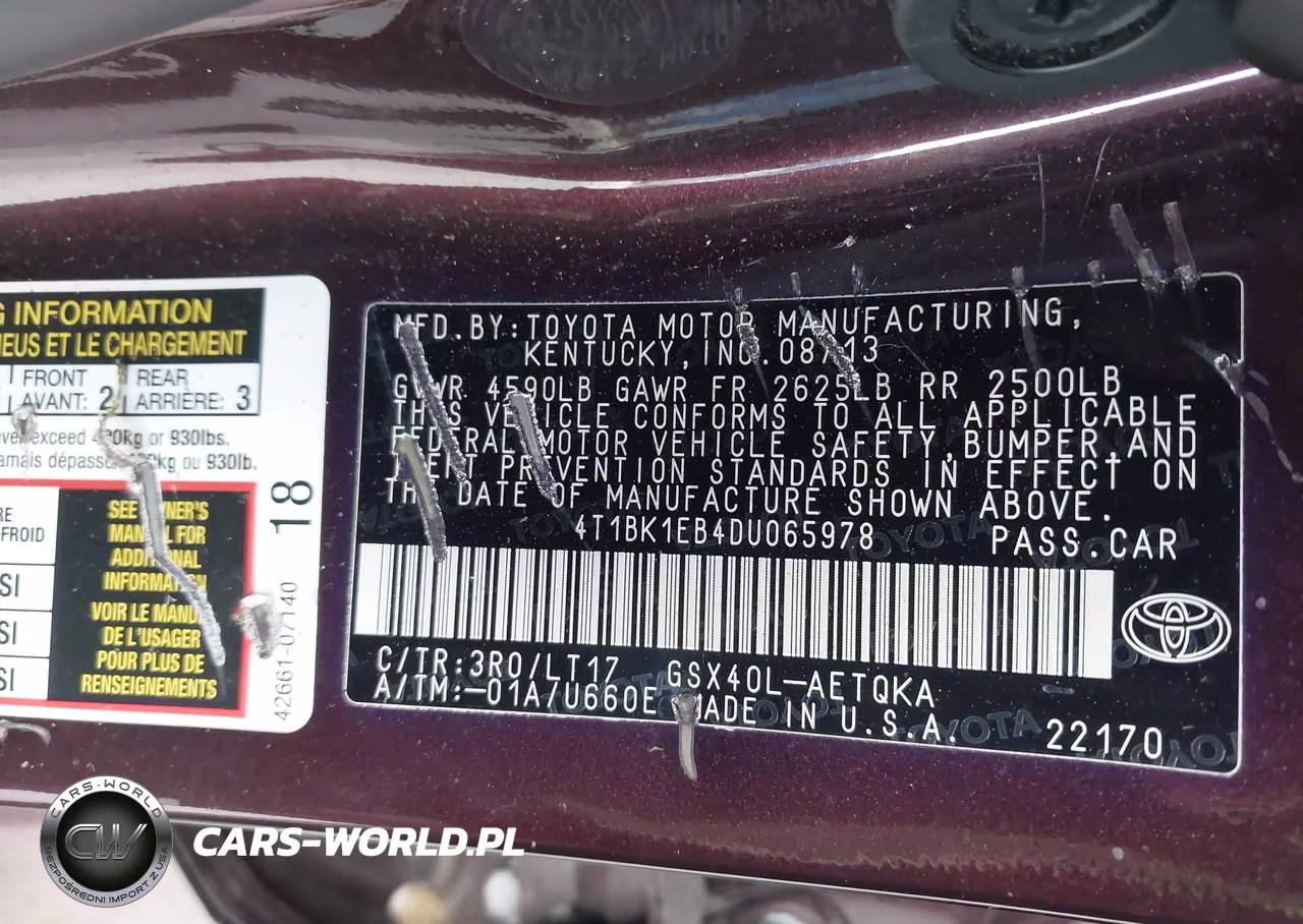 2013 Toyota Avalon Xle Touring VIN:4T1BK1EB4DU065978 - 9