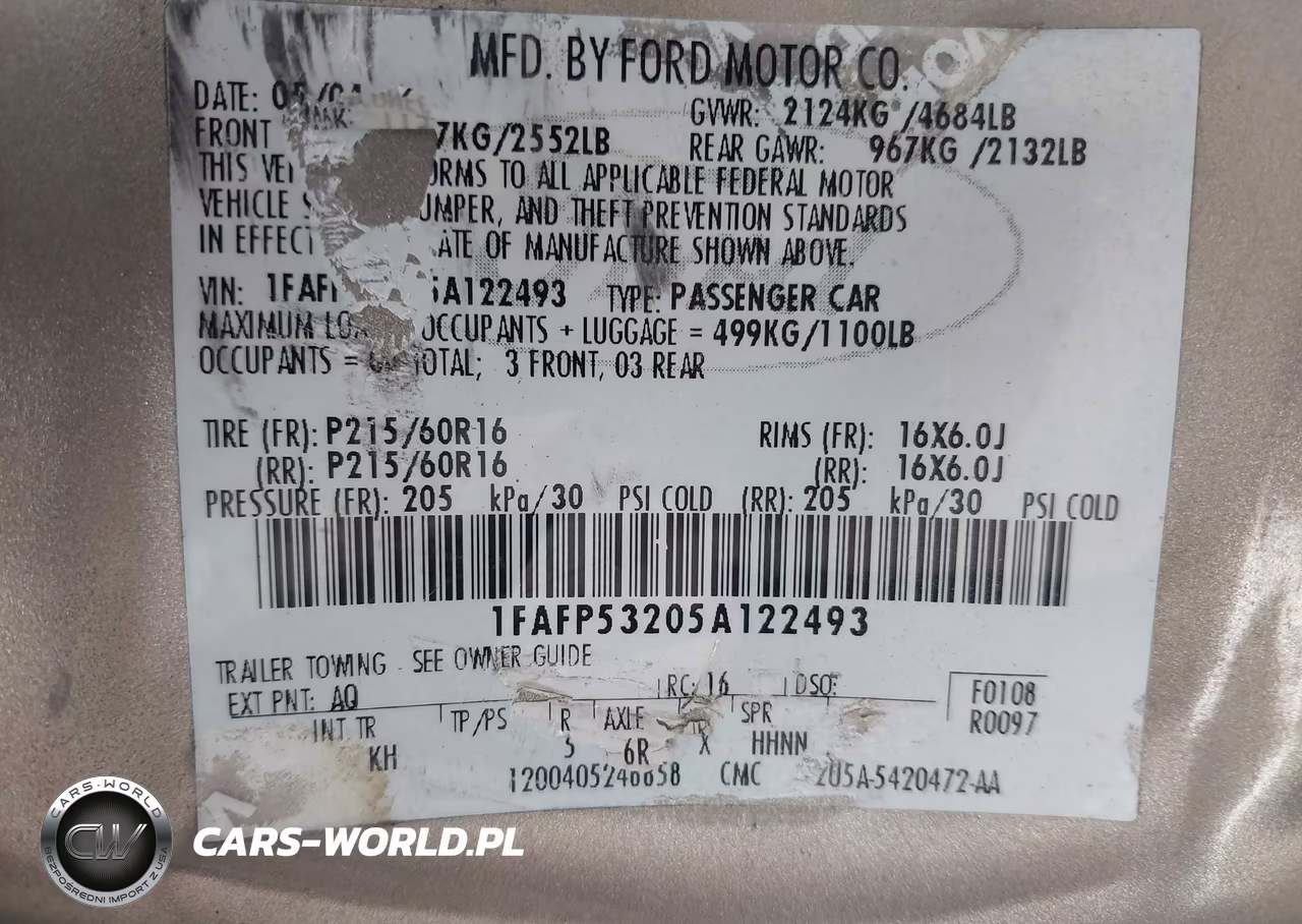 2005 Ford Taurus Se VIN:1FAFP53205A122493 - 9