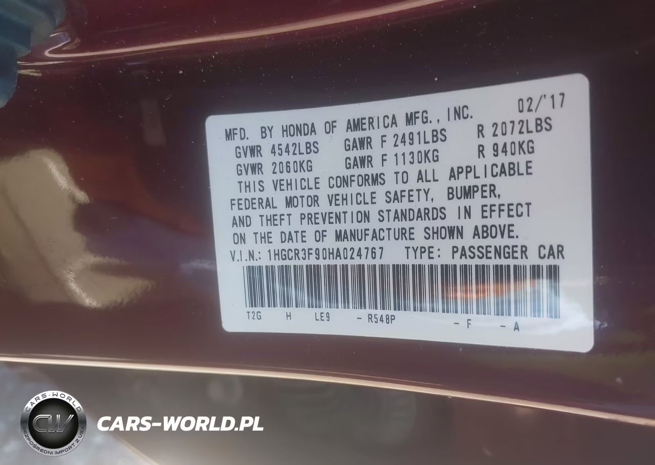 2017 Honda Accord Touring V6 VIN:1HGCR3F90HA024767 - 9