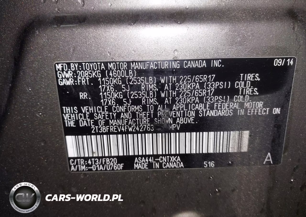 2015 Toyota Rav4 Le VIN:2T3BFREV4FW242763 - 9