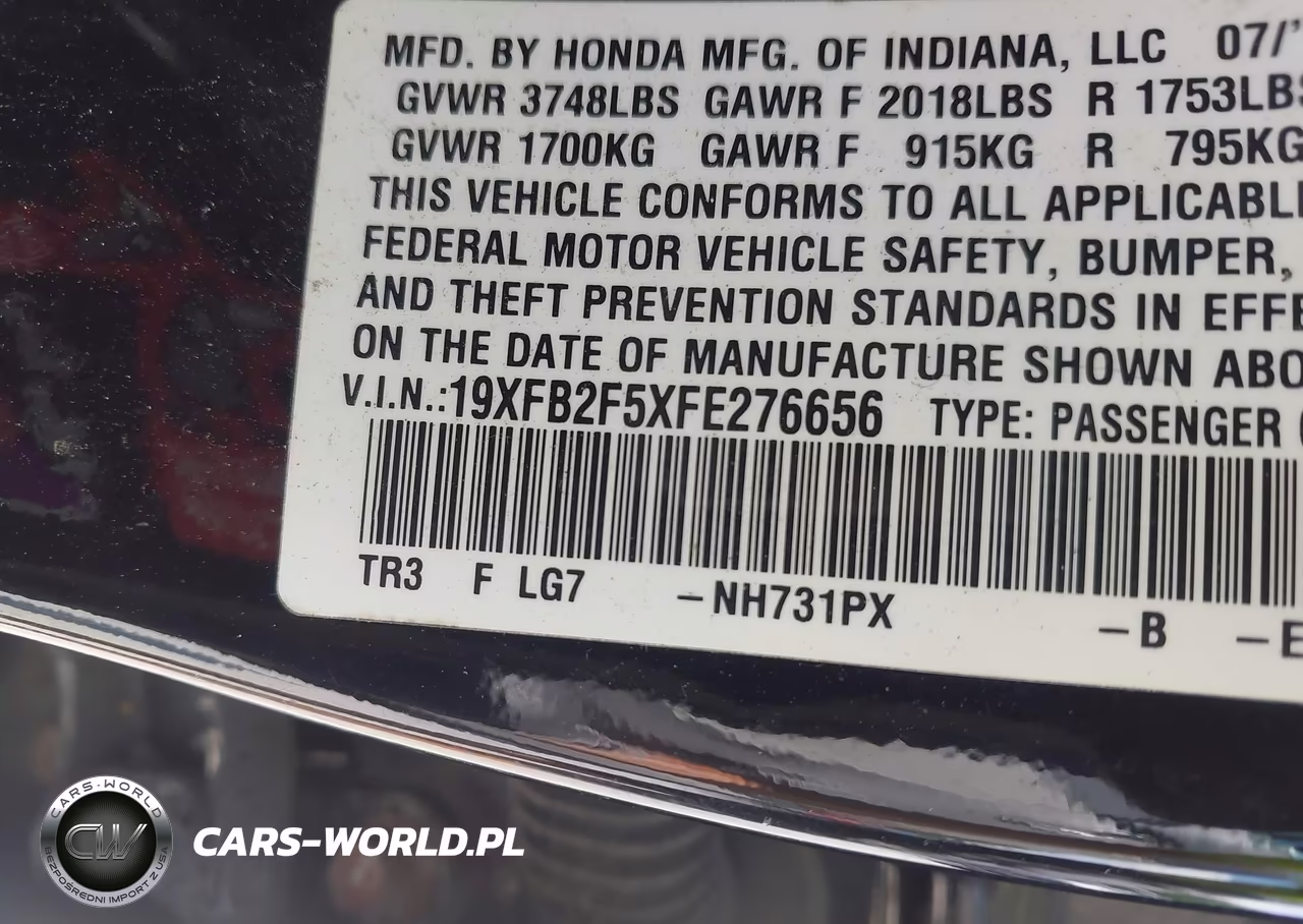 2015 Honda Civic Lx VIN:19XFB2F5XFE276656 - 9
