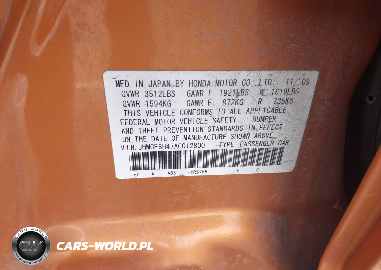 2010 Honda Fit Sport VIN:JHMGE8H47AC012800 - 9