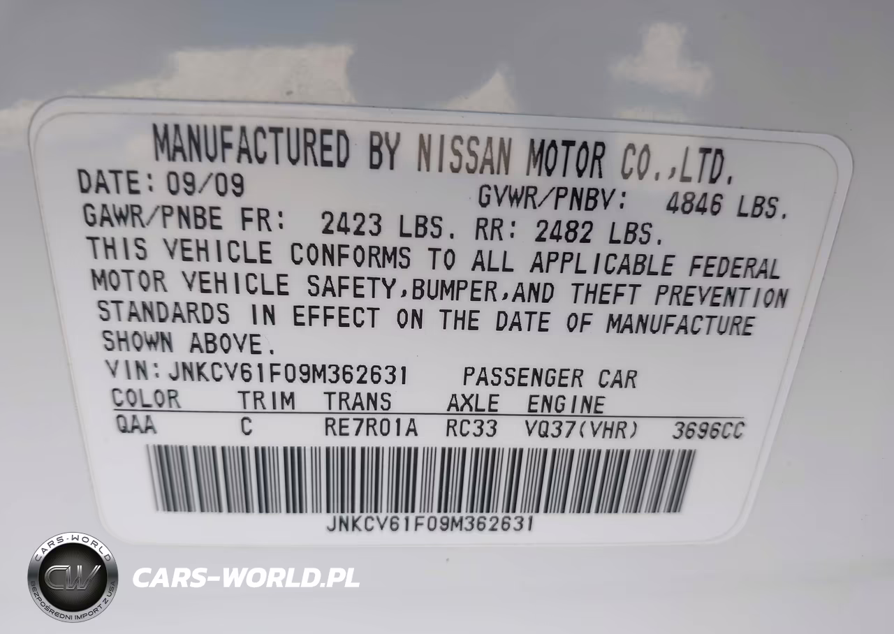 2009 Infiniti G37X VIN:JNKCV61F09M362631 - 9