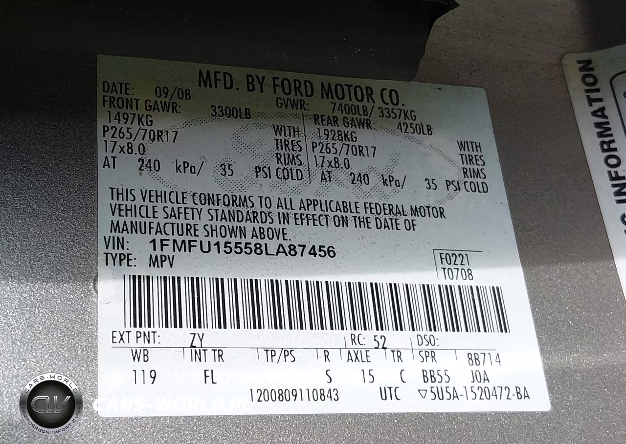 2008 Ford Expedition Xlt VIN:1FMFU15558LA87456 - 9