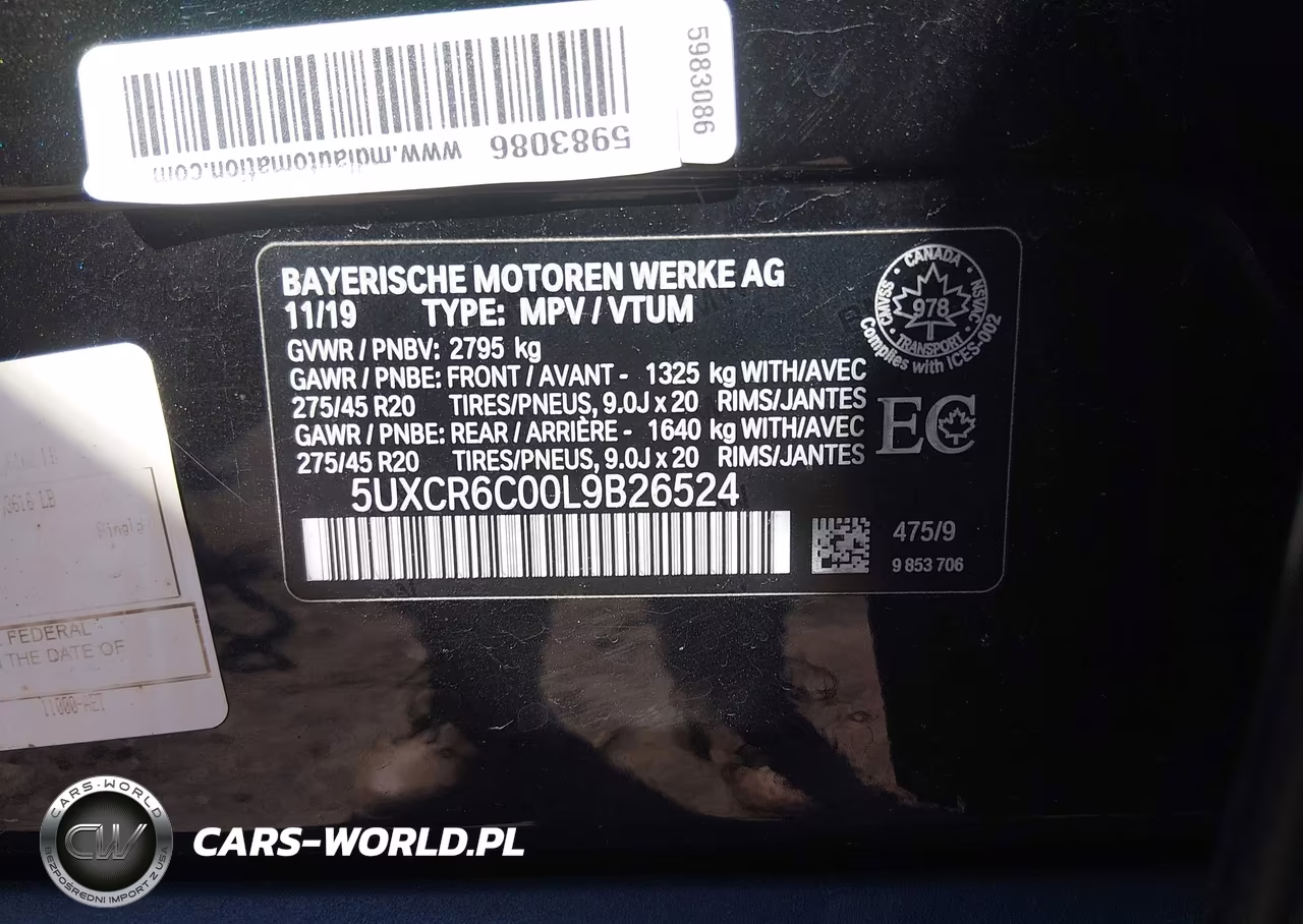 2020 BMW X5 xDrive40I VIN:5UXCR6C00L9B26524 - 9