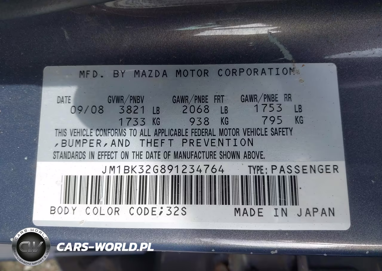 2009 Mazda Mazda3 I VIN:JM1BK32G891234764 - 9