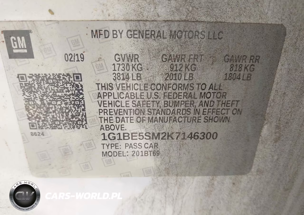 2019 Chevrolet Cruze Lt VIN:1G1BE5SM2K7146300 - 9