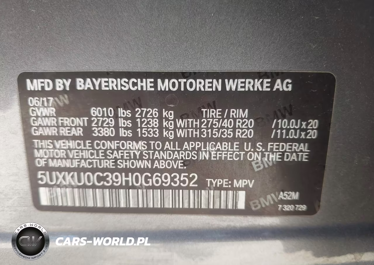 2017 BMW X6 Sdrive35I VIN:5UXKU0C39H0G69352 - 9