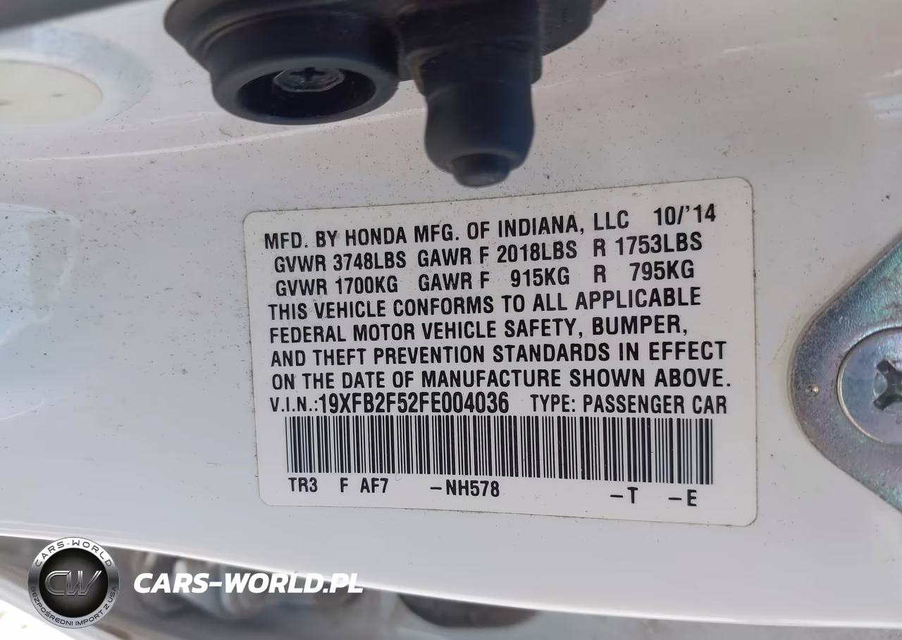 2015 Honda Civic Lx VIN:19XFB2F52FE004036 - 8