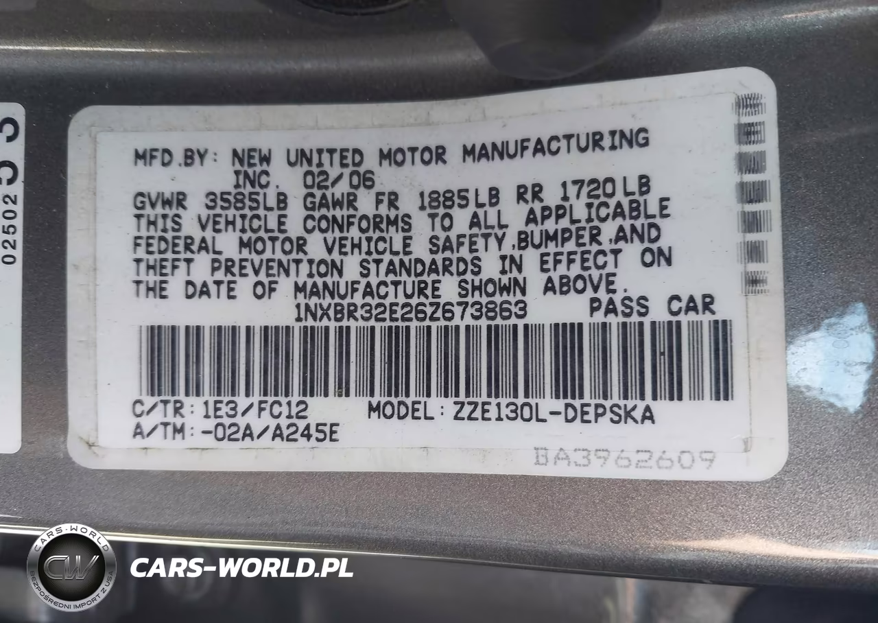 2006 Toyota Corolla S VIN:1NXBR32E26Z673863 - 9