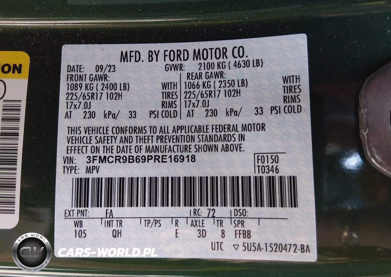 2023 Ford Bronco Sport Big Bend VIN:3FMCR9B69PRE16918 - 9