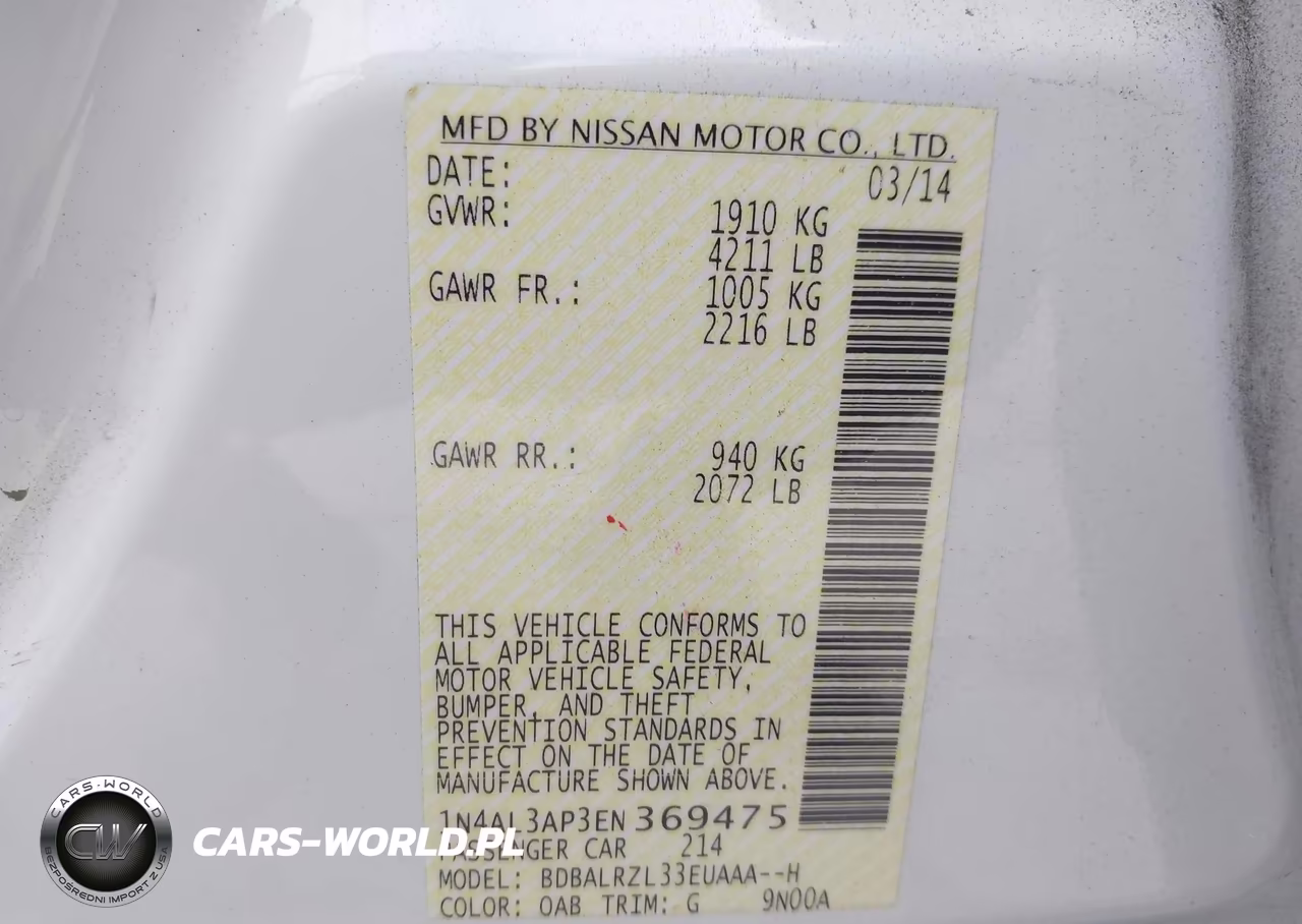 2014 Nissan Altima 2.5 S VIN:1N4AL3AP3EN369475 - 9