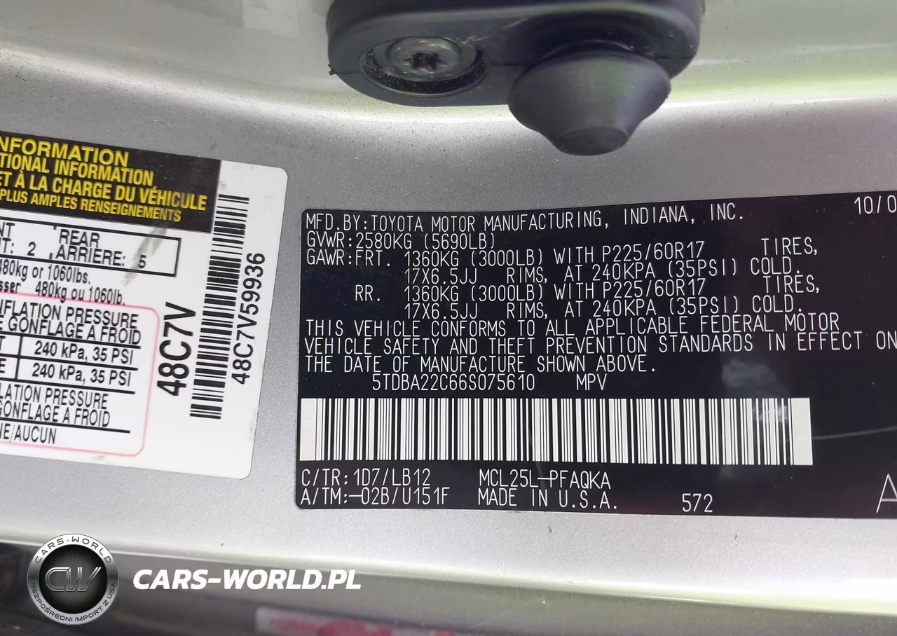 2006 Toyota Sienna VIN:5TDBA22C66S075610 - 9