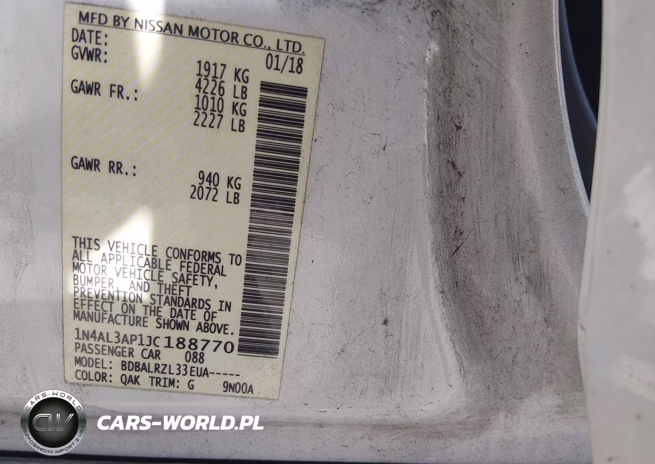 2018 Nissan Altima 2.5 Sl VIN:1N4AL3AP1JC188770 - 9