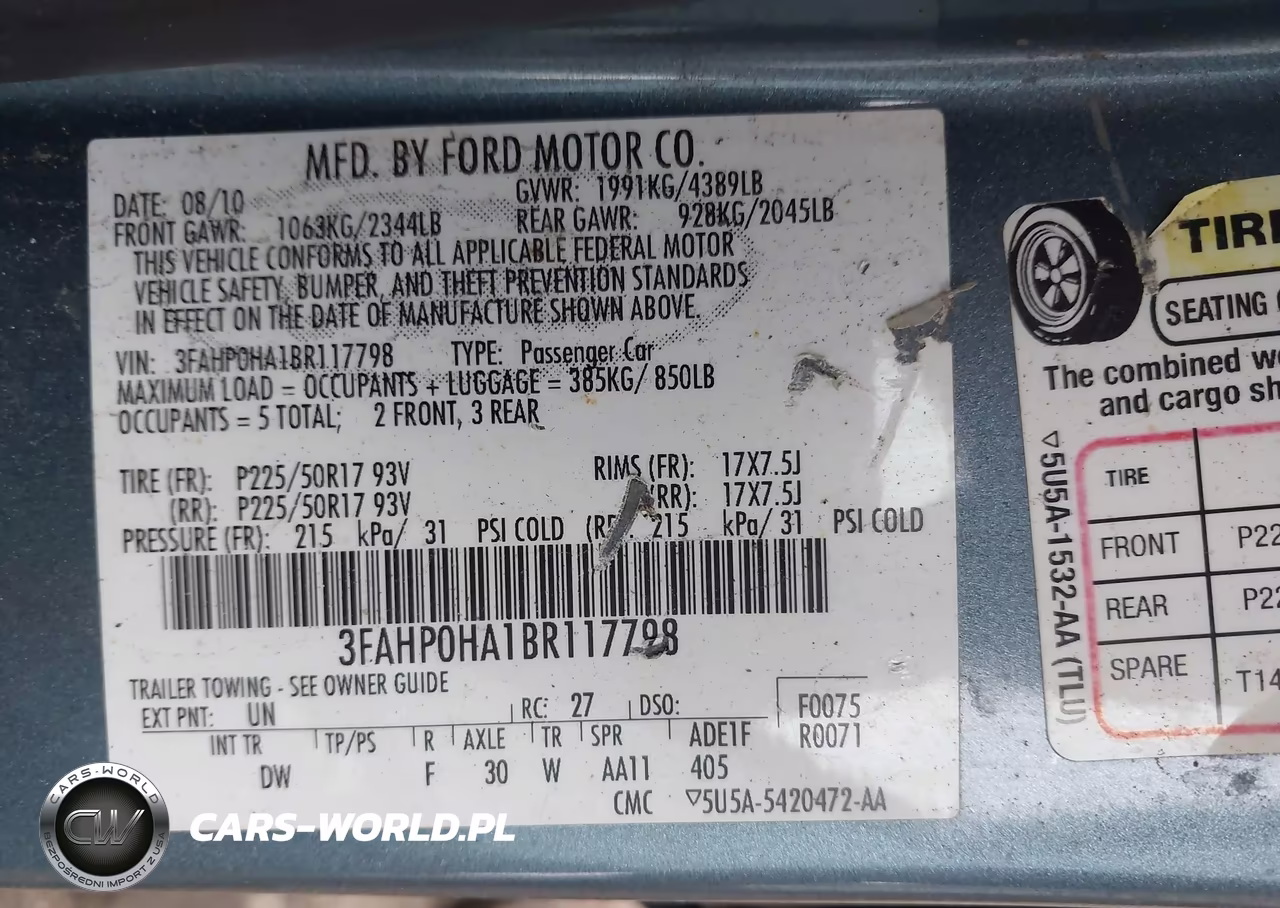 2011 Ford Fusion Se VIN:3FAHP0HA1BR117798 - 9