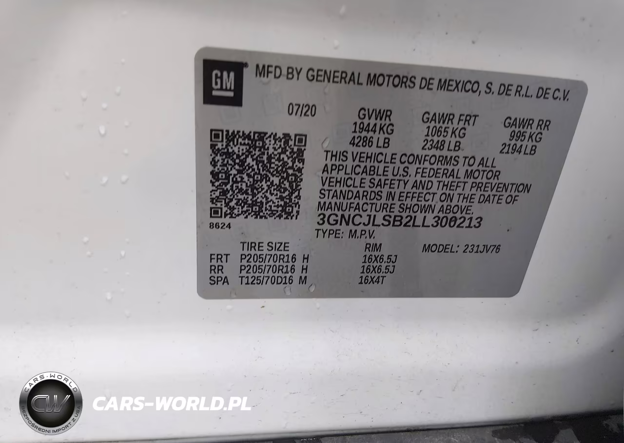 2020 Chevrolet Trax Fwd Lt VIN:3GNCJLSB2LL300213 - 9