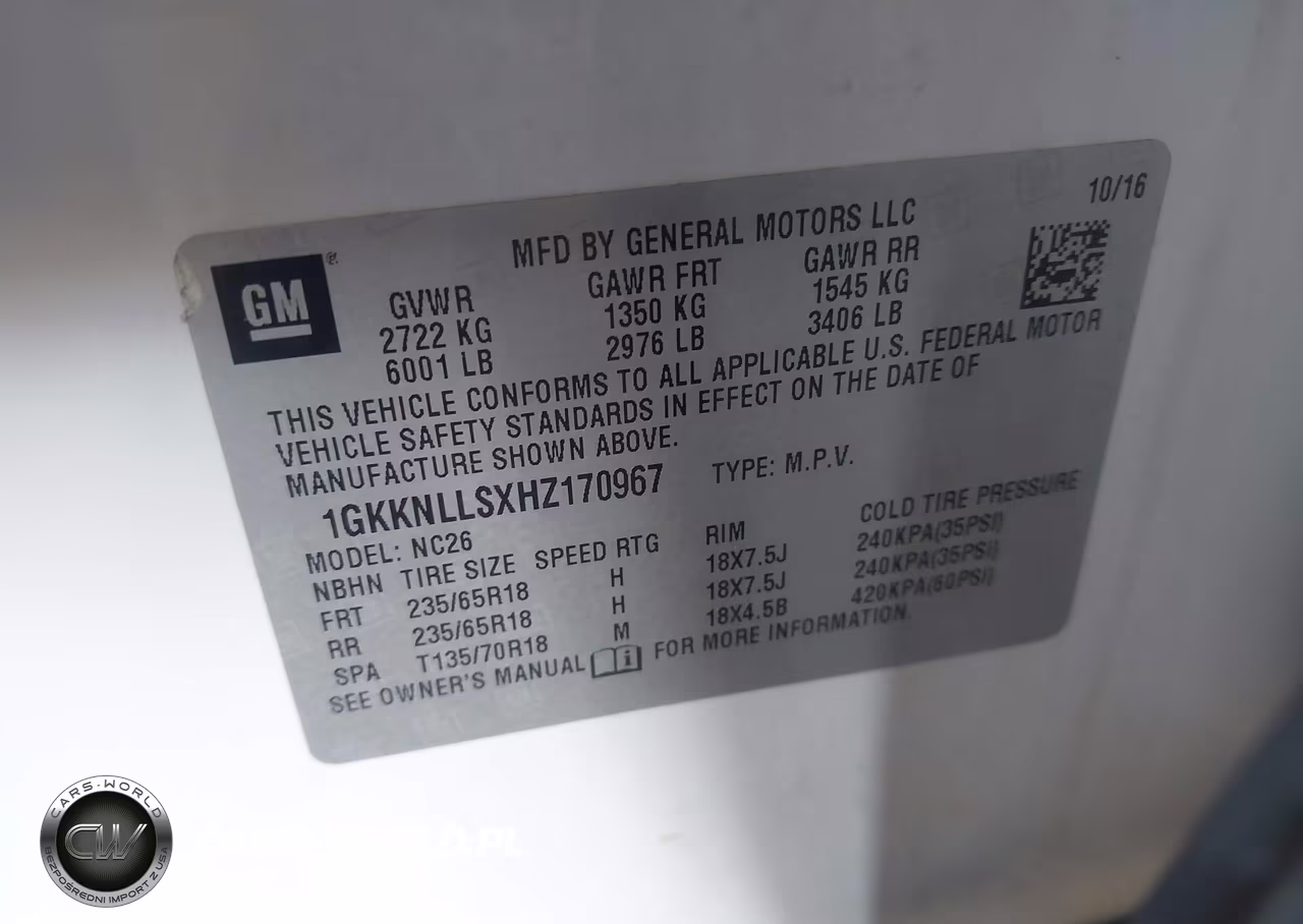 2017 GMC Acadia Sle-2 VIN:1GKKNLLSXHZ170967 - 9