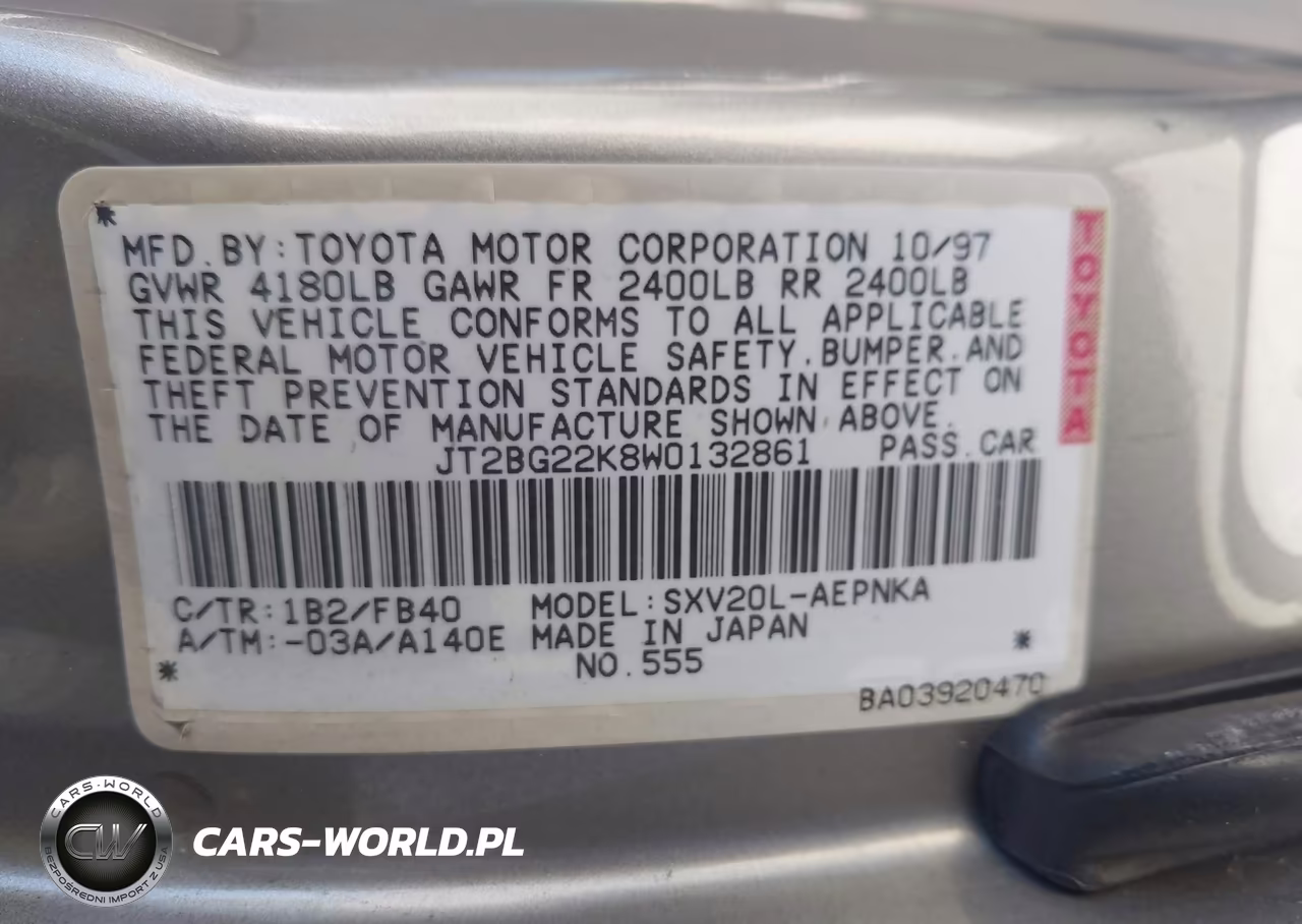 1998 Toyota Camry Le VIN:JT2BG22K8W0132861 - 9
