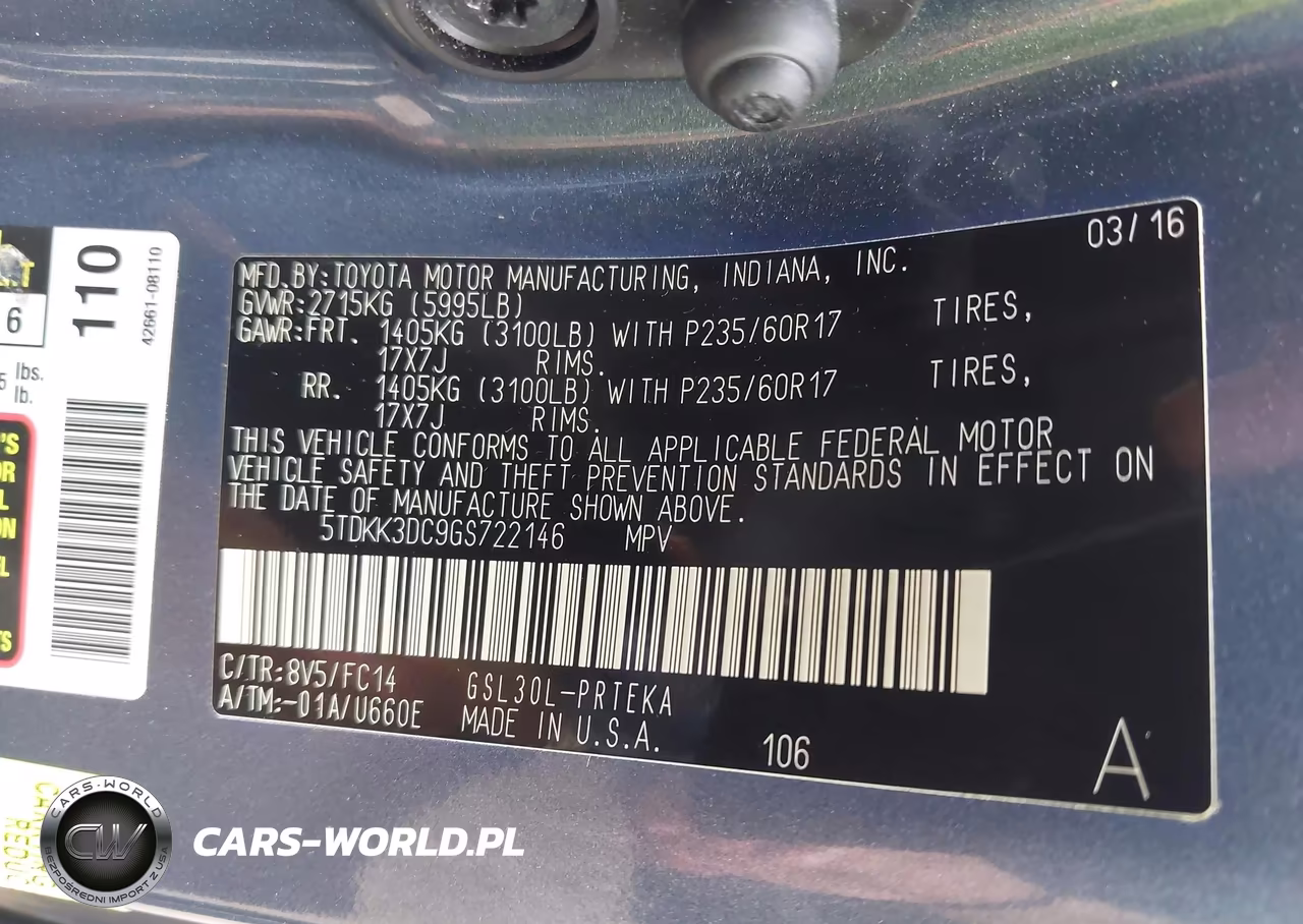 2016 Toyota Sienna Le 8 Passenger VIN:5TDKK3DC9GS722146 - 9