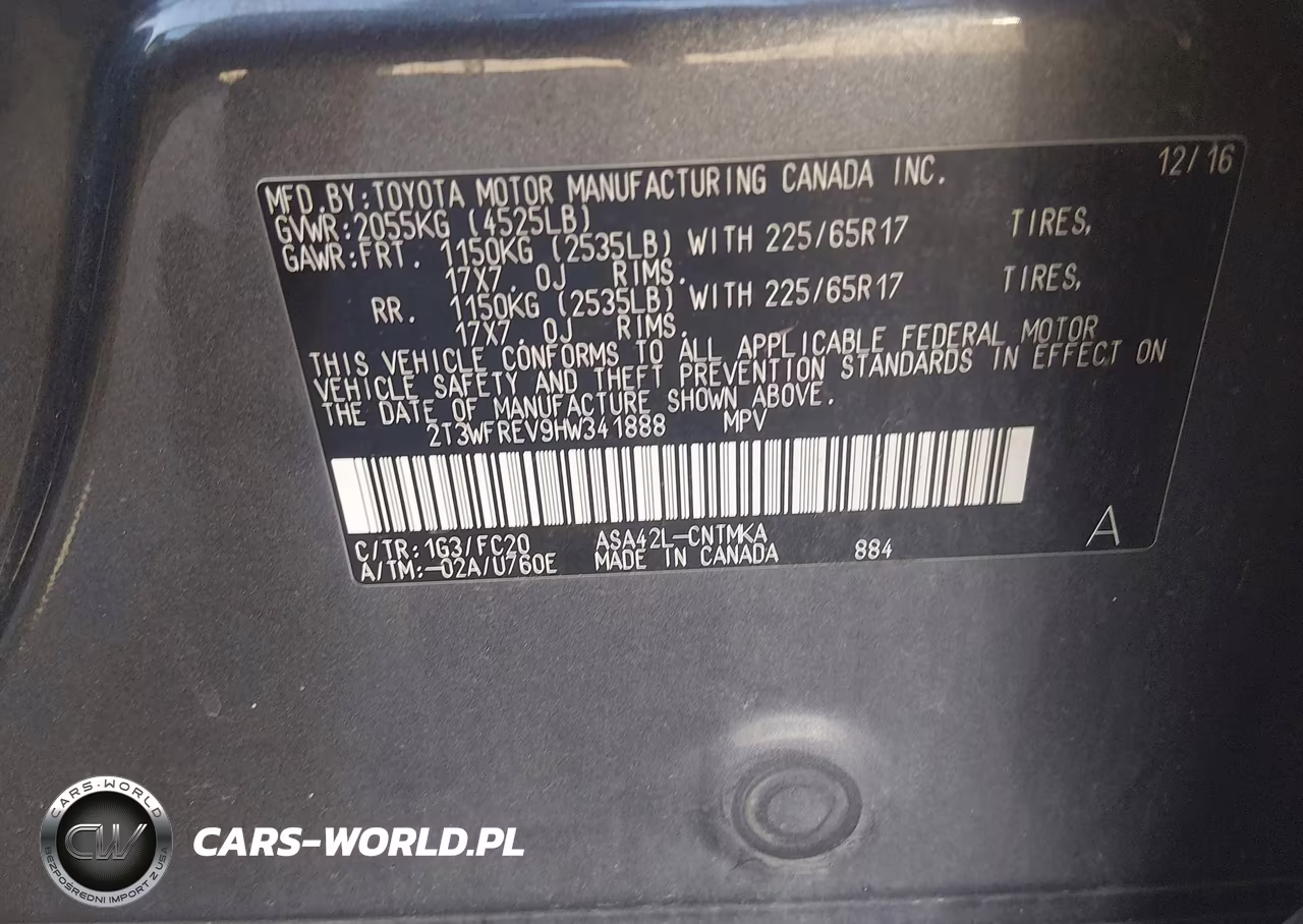 2017 Toyota Rav4 Xle VIN:2T3WFREV9HW341888 - 9