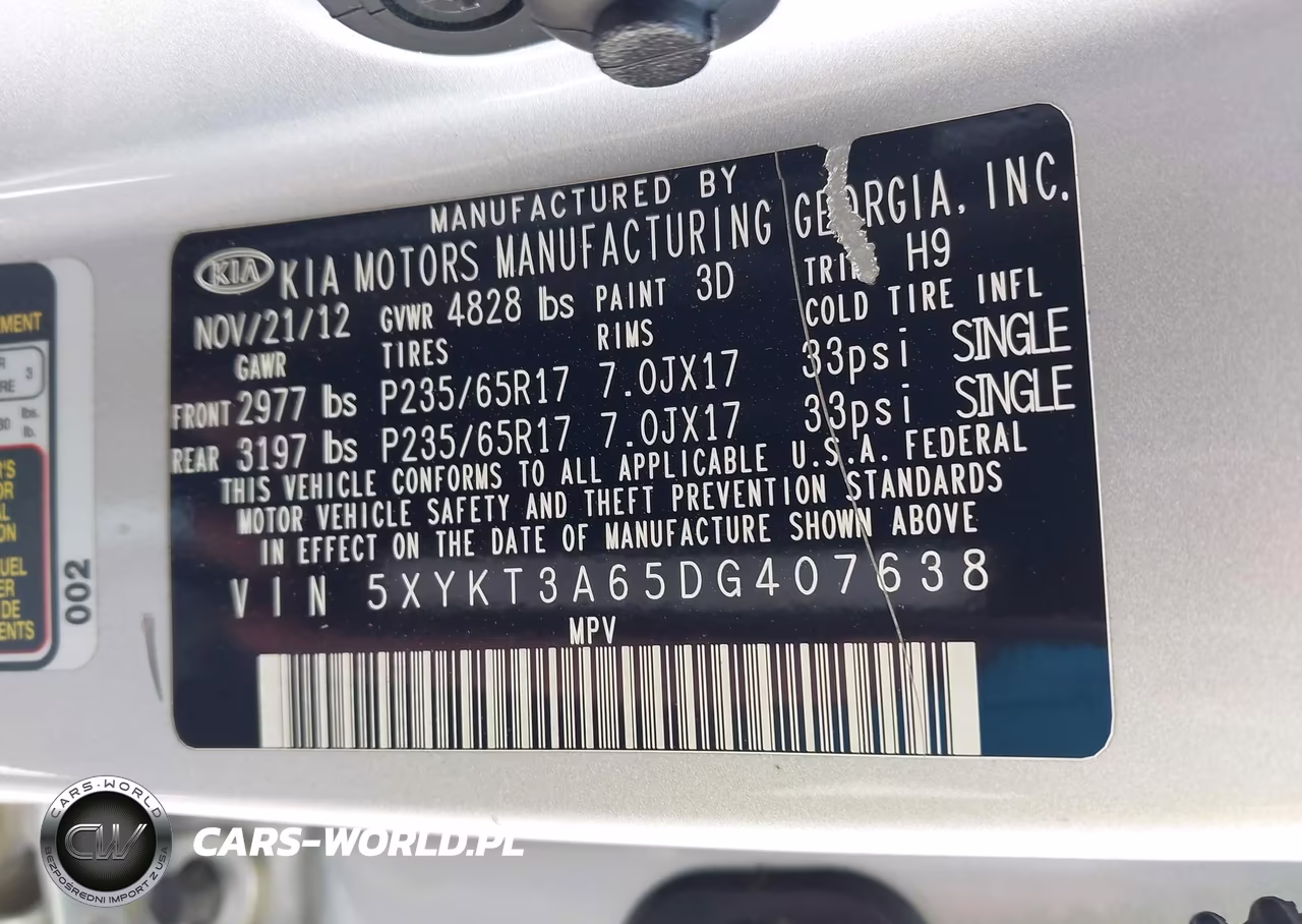 2013 Kia Sorento Lx VIN:5XYKT3A65DG407638 - 9