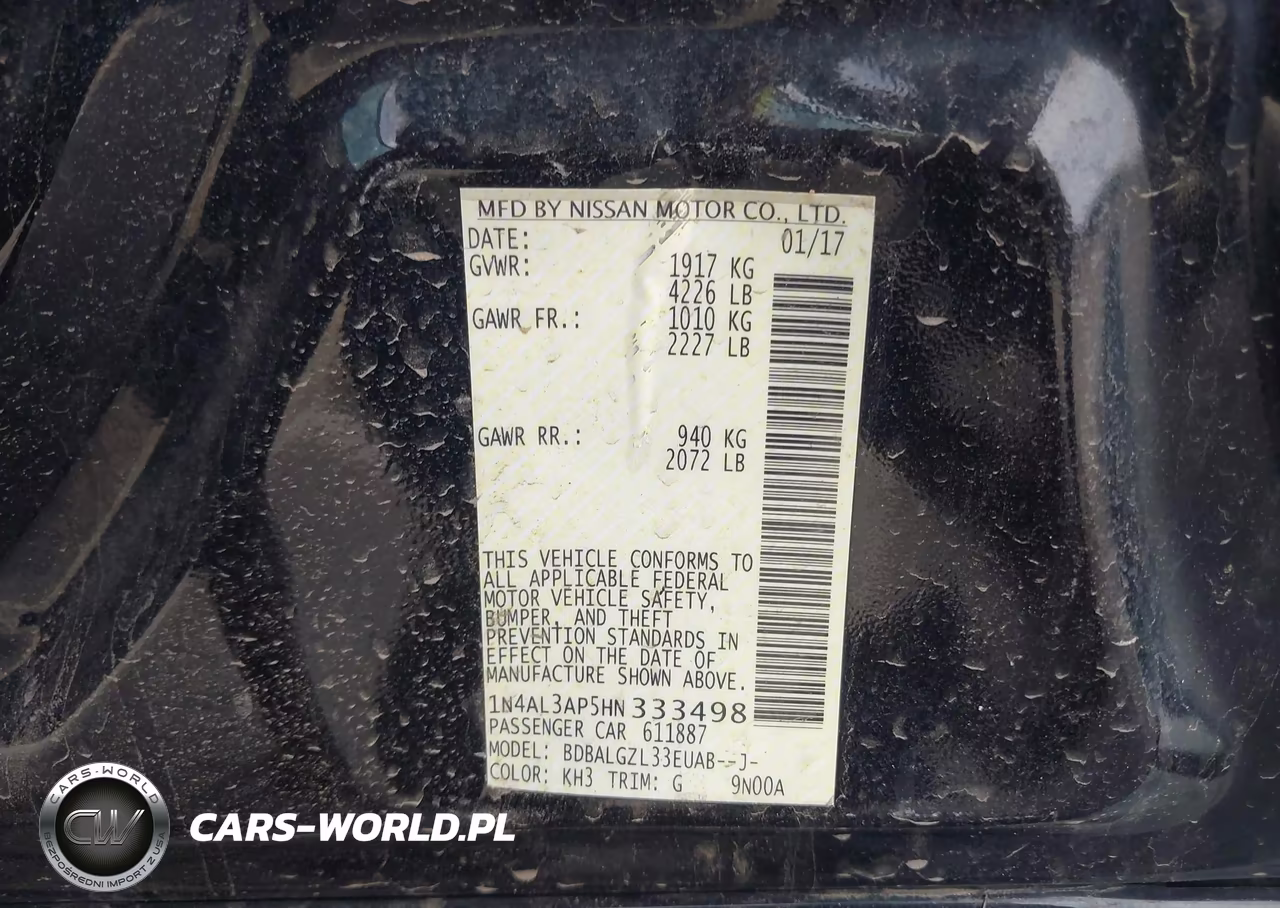 2017 Nissan Altima 2.5 S VIN:1N4AL3AP5HN333498 - 9