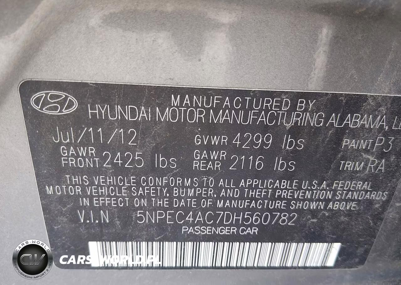 2013 Hyundai Sonata Limited VIN:5NPEC4AC7DH560782 - 9
