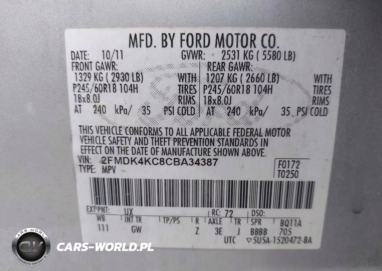 2012 Ford Edge Limited VIN:2FMDK4KC8CBA34387 - 9