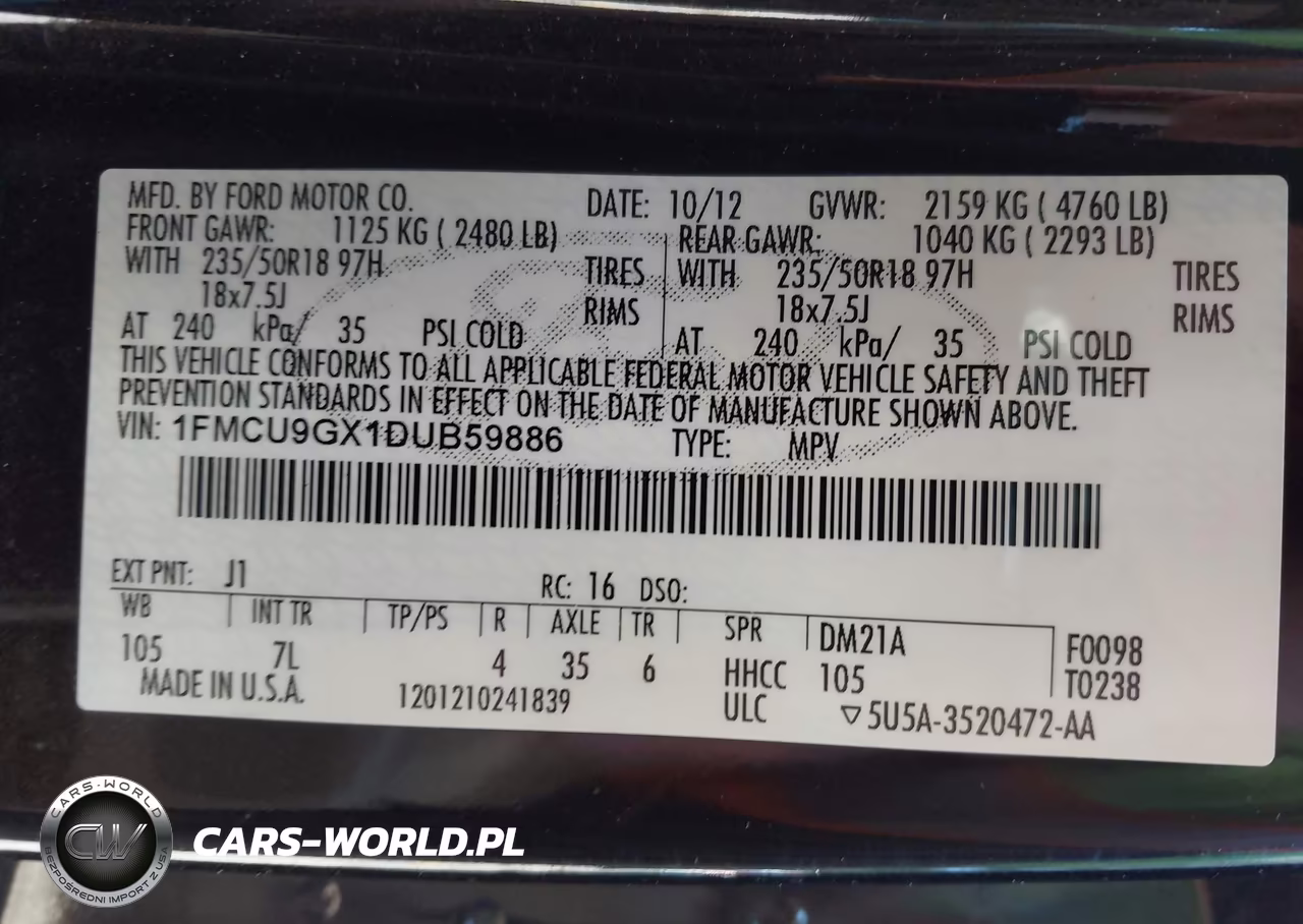 2013 Ford Escape Se VIN:1FMCU9GX1DUB59886 - 9